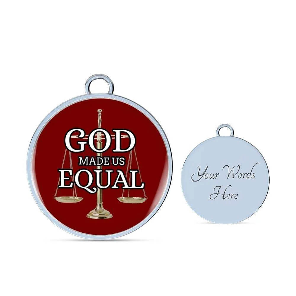 God Made Us Equal Personalized Engraved Silver Circle Bangle Bracelet Custom